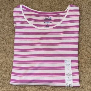 Croft & Barrow Pink and White Striped Tee